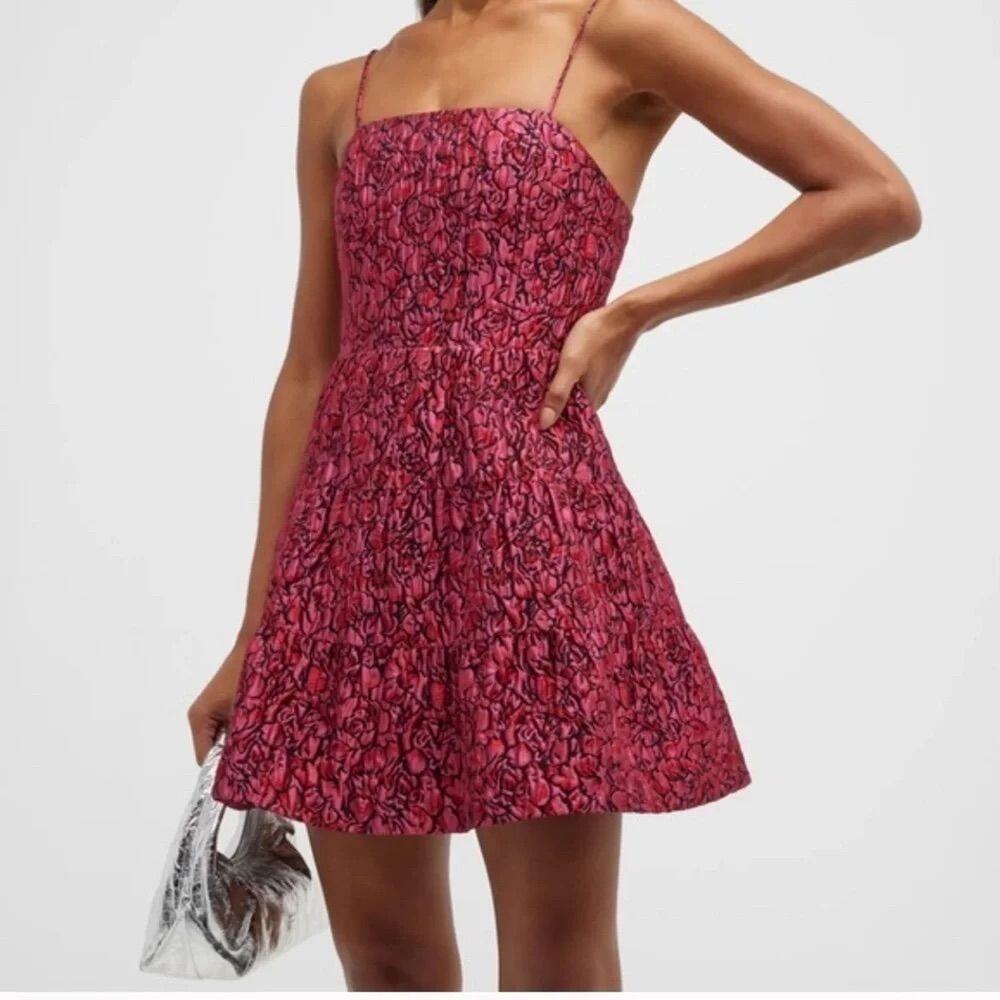 Alice + Olivia Tamila Lace Mini Dress Pink Red Strapless